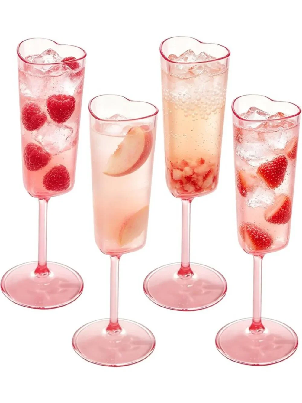 12 PCS Heart Shaped Champagne Flutes - Elegant Plastic Goblets for Weddings